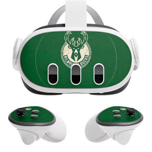 NBA Milwaukee Bucks Green Distressed Meta Quest 3 Skin
