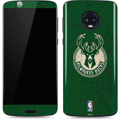 NBA Milwaukee Bucks Green Distressed Moto G6 Skin