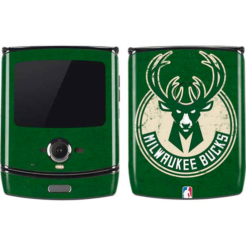 NBA Milwaukee Bucks Green Distressed Motorola RAZR Skin