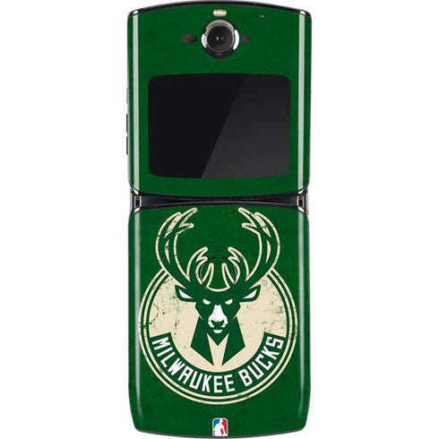NBA Milwaukee Bucks Green Distressed Motorola RAZR Skin