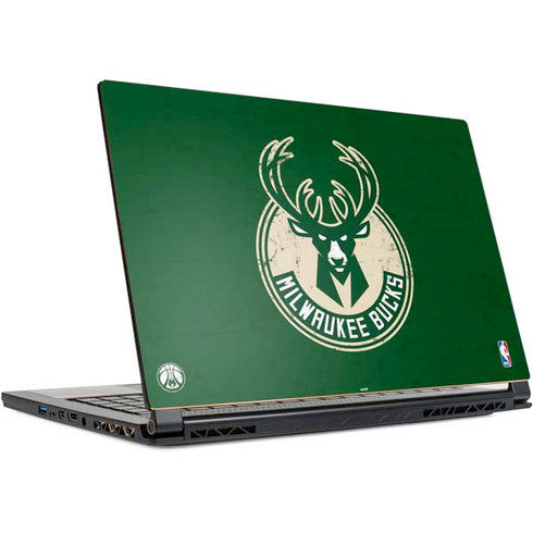 NBA Milwaukee Bucks Green Distressed MSI GS65 Stealth Laptop Skin