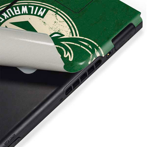 NBA Milwaukee Bucks Green Distressed Nintendo Switch Bundle Skin