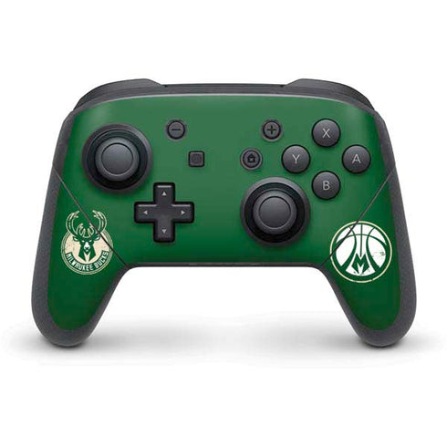 NBA Milwaukee Bucks Green Distressed Nintendo Switch Pro Controller Skin