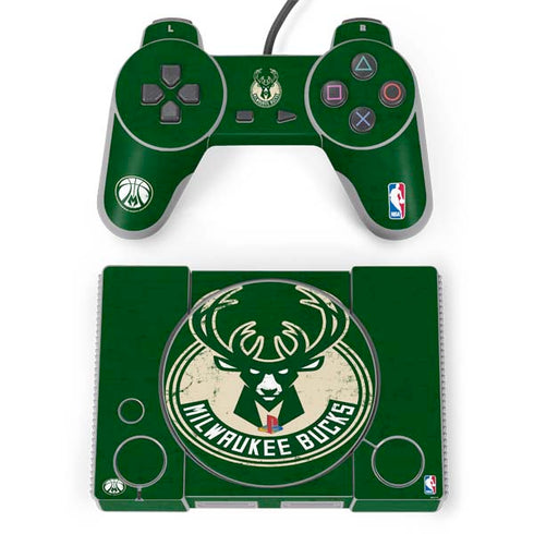 NBA Milwaukee Bucks Green Distressed PlayStation Classic Bundle Skin