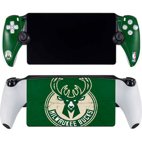 NBA Milwaukee Bucks Green Distressed PlayStation Portal Remote Player Skin