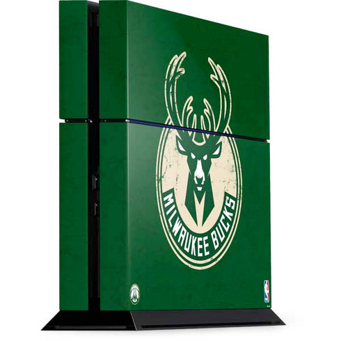 NBA Milwaukee Bucks Green Distressed PS4 Console Skin