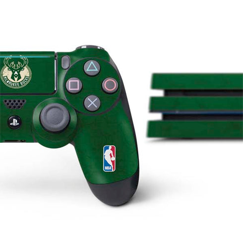 NBA Milwaukee Bucks Green Distressed PS4 Pro Bundle Skin