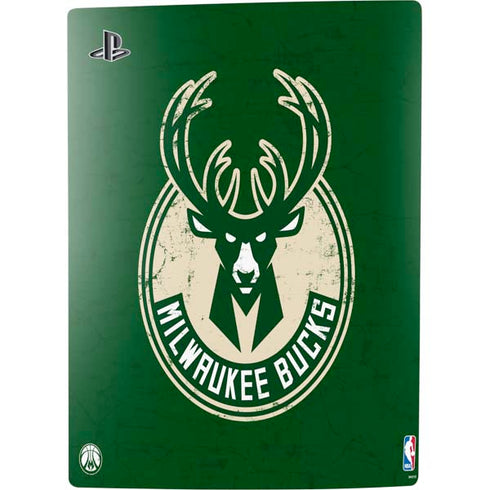 NBA Milwaukee Bucks Green Distressed PS5 Console Skin