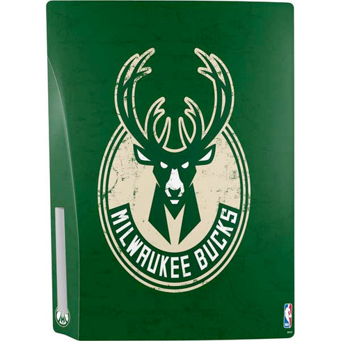 NBA Milwaukee Bucks Green Distressed PS5 Console Skin