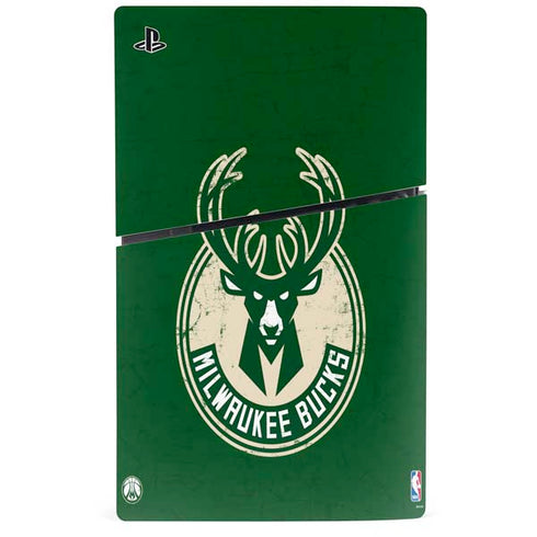 NBA Milwaukee Bucks Green Distressed PS5 Slim Digital Edition Bundle Skin