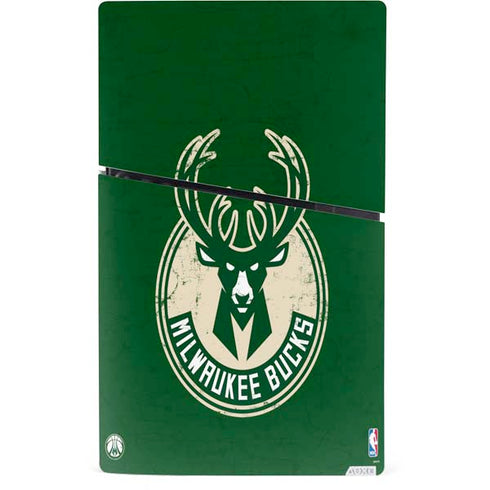 NBA Milwaukee Bucks Green Distressed PS5 Slim Digital Edition Bundle Skin