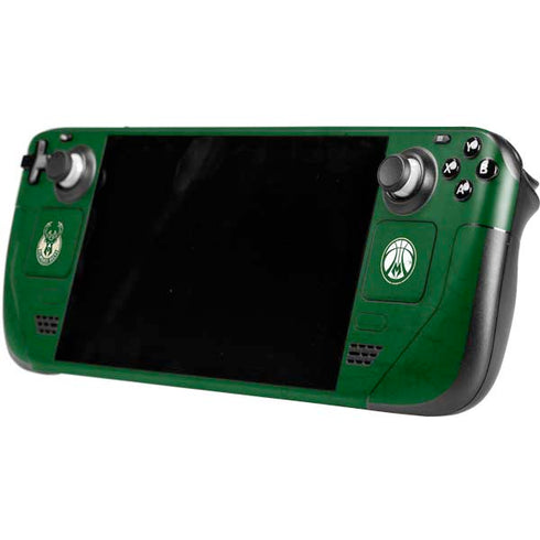 NBA Milwaukee Bucks Green Distressed Steam Deck Handheld Gaming Computer Skin
