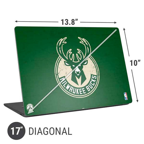 NBA Milwaukee Bucks Green Distressed Universal Laptop 17in (13.8 x 10in) Skin