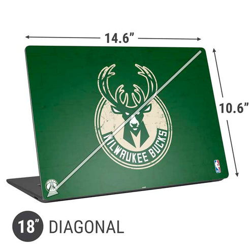 NBA Milwaukee Bucks Green Distressed Universal Laptop 18in (14.6 x 10.6in) Skin