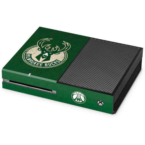 NBA Milwaukee Bucks Green Distressed Xbox One Console Skin