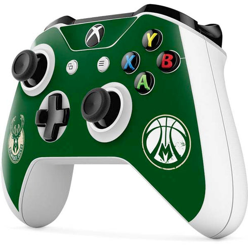 NBA Milwaukee Bucks Green Distressed Xbox One S Controller Skin
