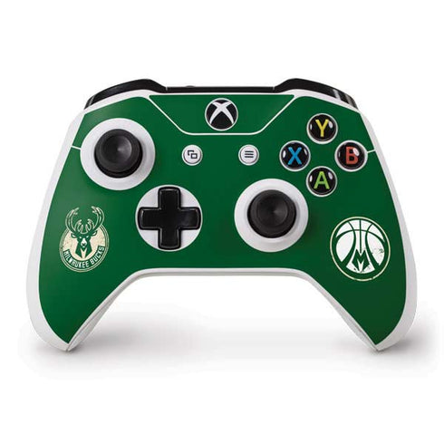 NBA Milwaukee Bucks Green Distressed Xbox One S Controller Skin