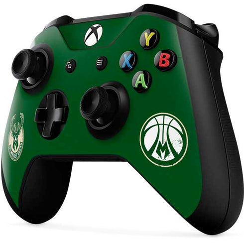 NBA Milwaukee Bucks Green Distressed Xbox One X Controller Skin
