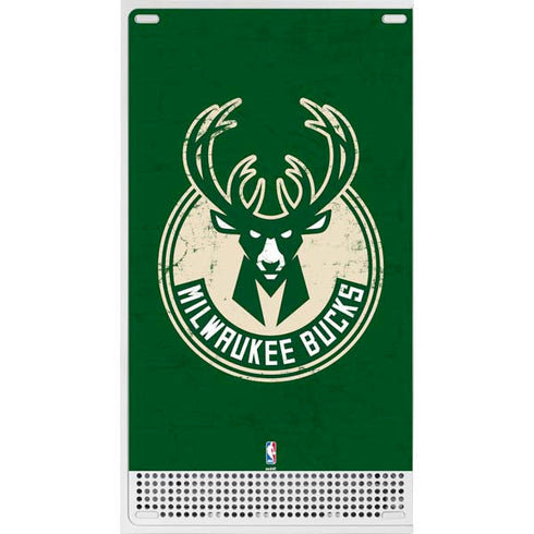 NBA Milwaukee Bucks Green Distressed Xbox Series S Console Skin