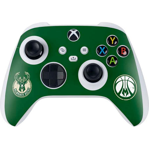NBA Milwaukee Bucks Green Distressed Xbox Series S Controller Skin