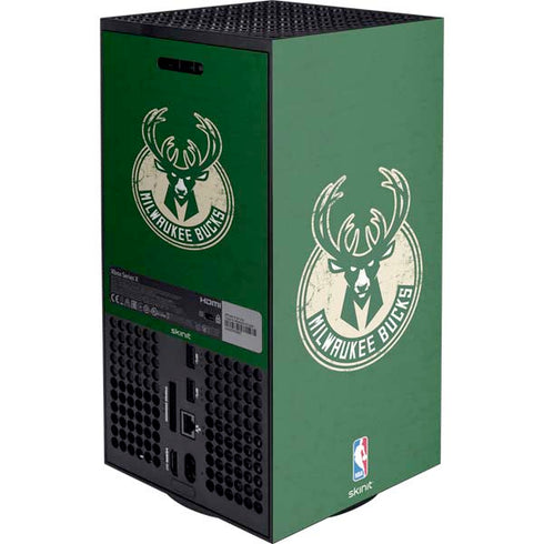 NBA Milwaukee Bucks Green Distressed Xbox Series X Console Skin