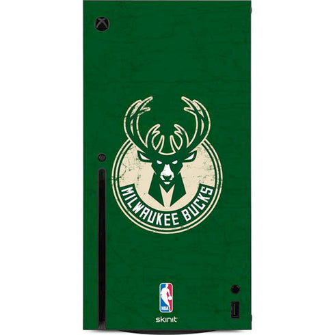 NBA Milwaukee Bucks Green Distressed Xbox Series X Console Skin