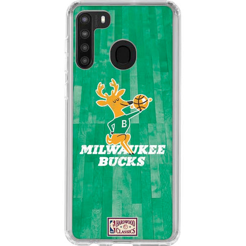 NBA Milwaukee Bucks Hardwood Classics Galaxy A21 Clear Case