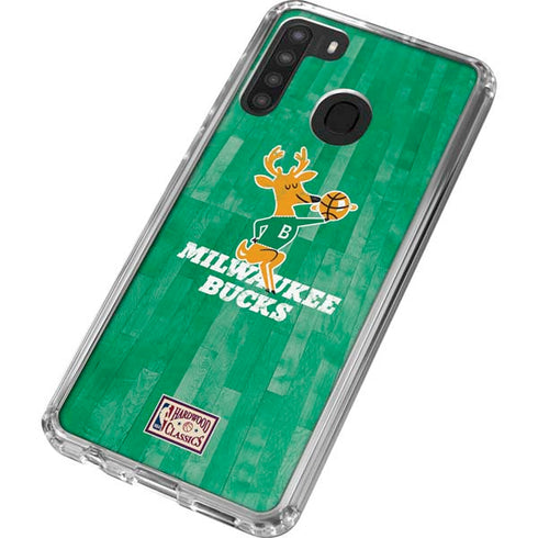 NBA Milwaukee Bucks Hardwood Classics Galaxy A21 Clear Case