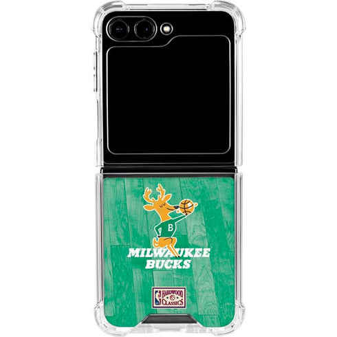 NBA Milwaukee Bucks Hardwood Classics Galaxy Z Flip5 5G Clear Case