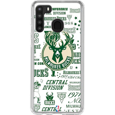 NBA Milwaukee Bucks Historic Blast New Galaxy A21 Clear Case