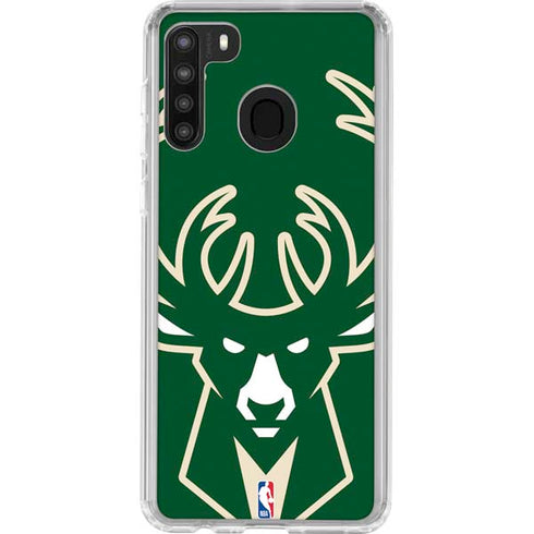 NBA Milwaukee Bucks Large Logo Galaxy A21 Clear Case