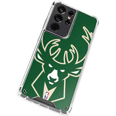 NBA Milwaukee Bucks Large Logo Galaxy S21 Ultra 5G Clear Case