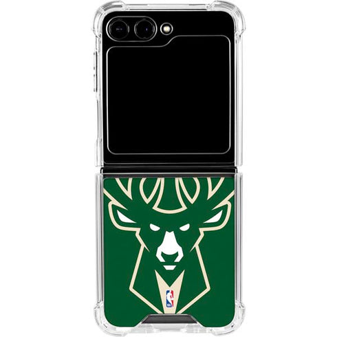 NBA Milwaukee Bucks Large Logo Galaxy Z Flip5 5G Clear Case