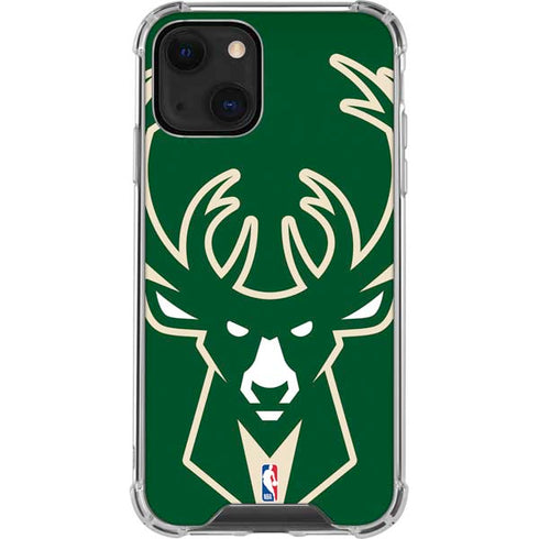 NBA Milwaukee Bucks Large Logo iPhone 14 Plus Clear Case