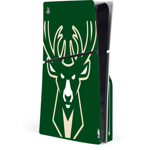 NBA Milwaukee Bucks Large Logo PS5 Slim Disk Console Skin