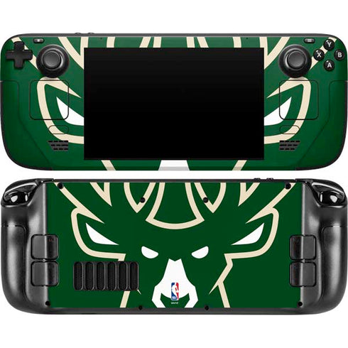 NBA Milwaukee Bucks Large Logo Steam Deck Handheld Gaming Computer Skin