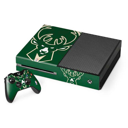 NBA Milwaukee Bucks Large Logo Xbox One Console and Controller Bundle Skin