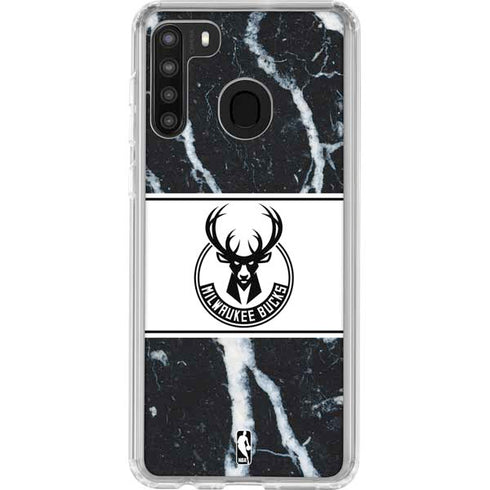 NBA Milwaukee Bucks Marble Galaxy A21 Clear Case