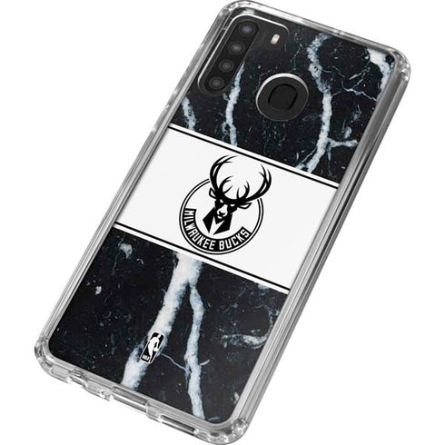 NBA Milwaukee Bucks Marble Galaxy A21 Clear Case