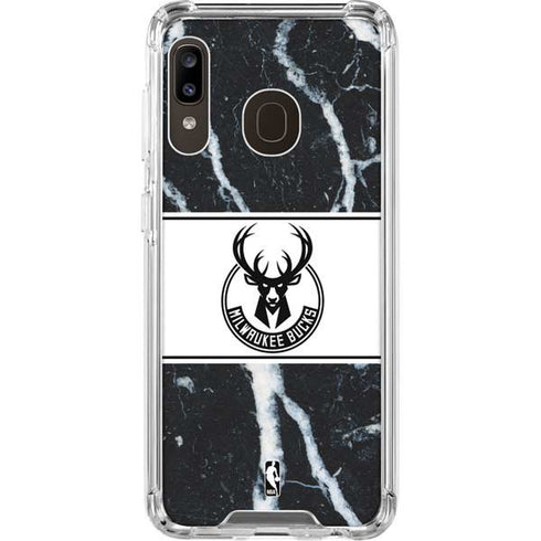 NBA Milwaukee Bucks Marble Galaxy A30 Clear Case