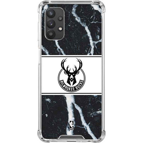 NBA Milwaukee Bucks Marble Galaxy A32 5G Clear Case