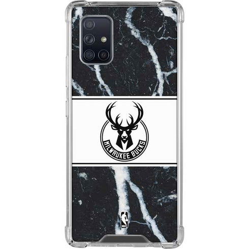 NBA Milwaukee Bucks Marble Galaxy A71 5G Clear Case
