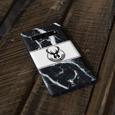 NBA Milwaukee Bucks Marble Galaxy S10 Plus Skin