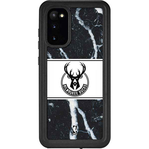 NBA Milwaukee Bucks Marble Galaxy S20 Waterproof Case