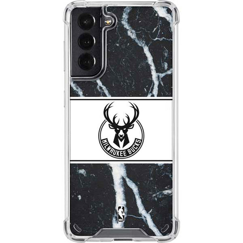 NBA Milwaukee Bucks Marble Galaxy S21 5G Clear Case