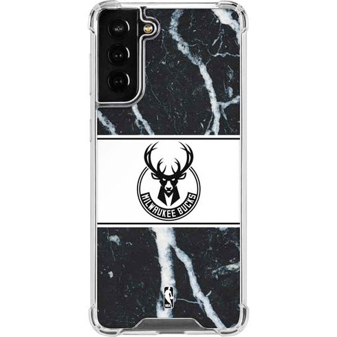 NBA Milwaukee Bucks Marble Galaxy S21 FE Clear Case