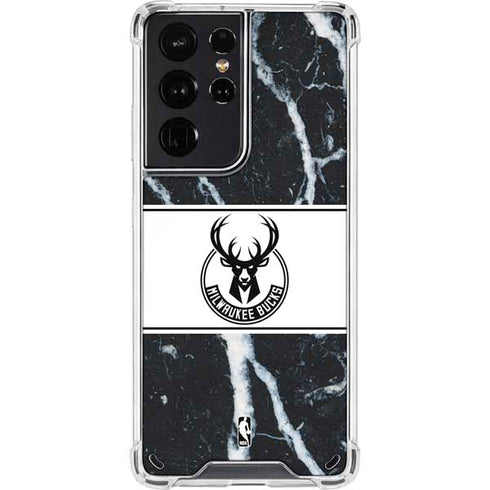 NBA Milwaukee Bucks Marble Galaxy S21 Ultra 5G Clear Case