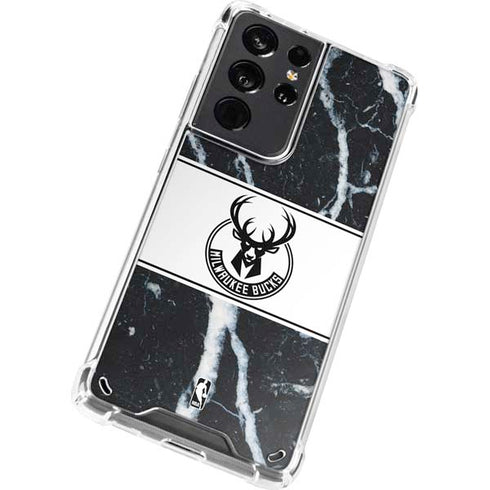 NBA Milwaukee Bucks Marble Galaxy S21 Ultra 5G Clear Case