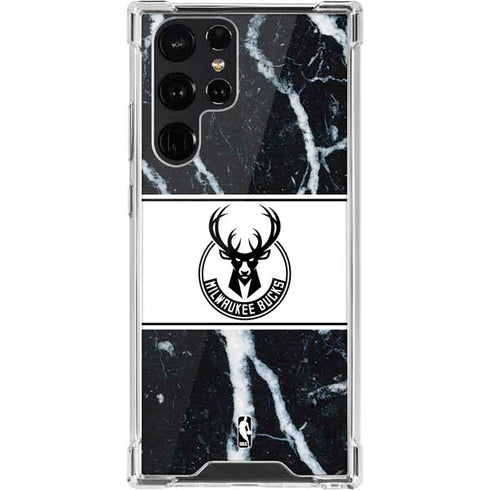 NBA Milwaukee Bucks Marble Galaxy S22 Ultra Clear Case