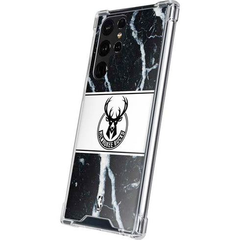 NBA Milwaukee Bucks Marble Galaxy S22 Ultra Clear Case
